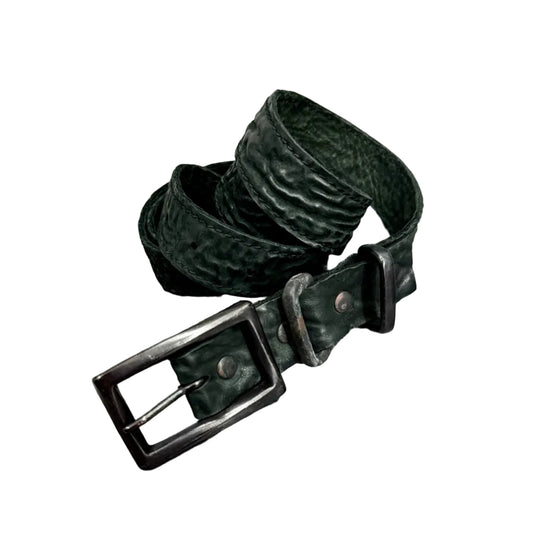 Horse leather dark copper buckle belt