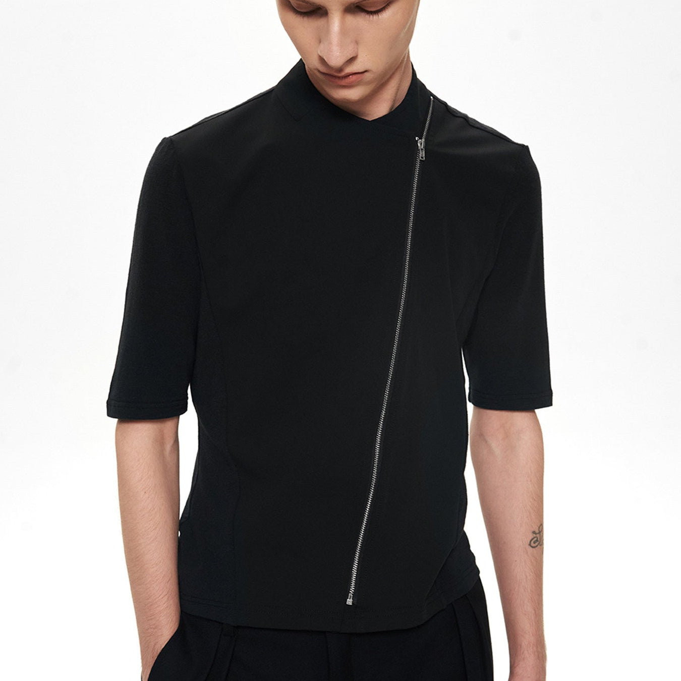 Blackview Stone Paneled Slim Fit Short Sleeve Lapel Shirt