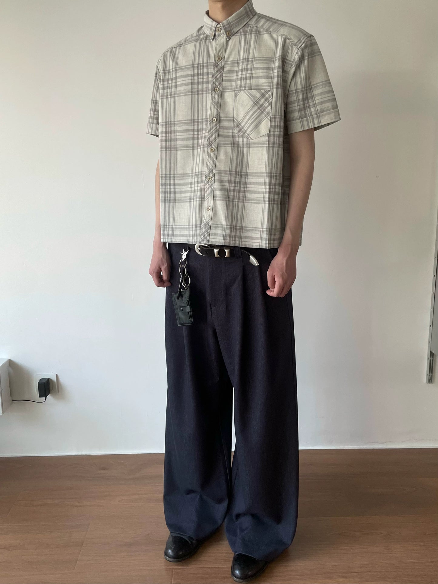 Checked short-sleeve shirt