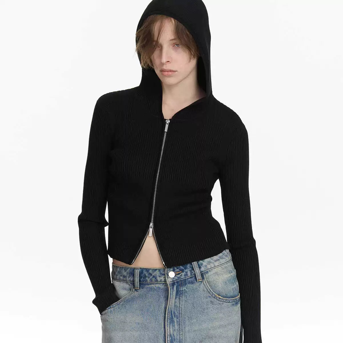 Basic Knitted Zip Hoodie