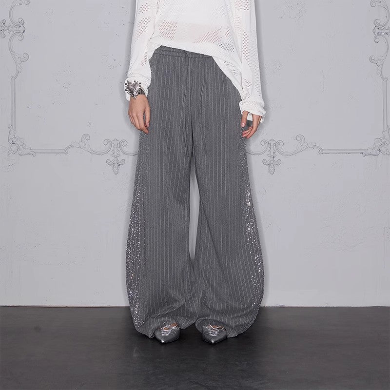 Striped Diamond Wide-leg Scimitar Trouser