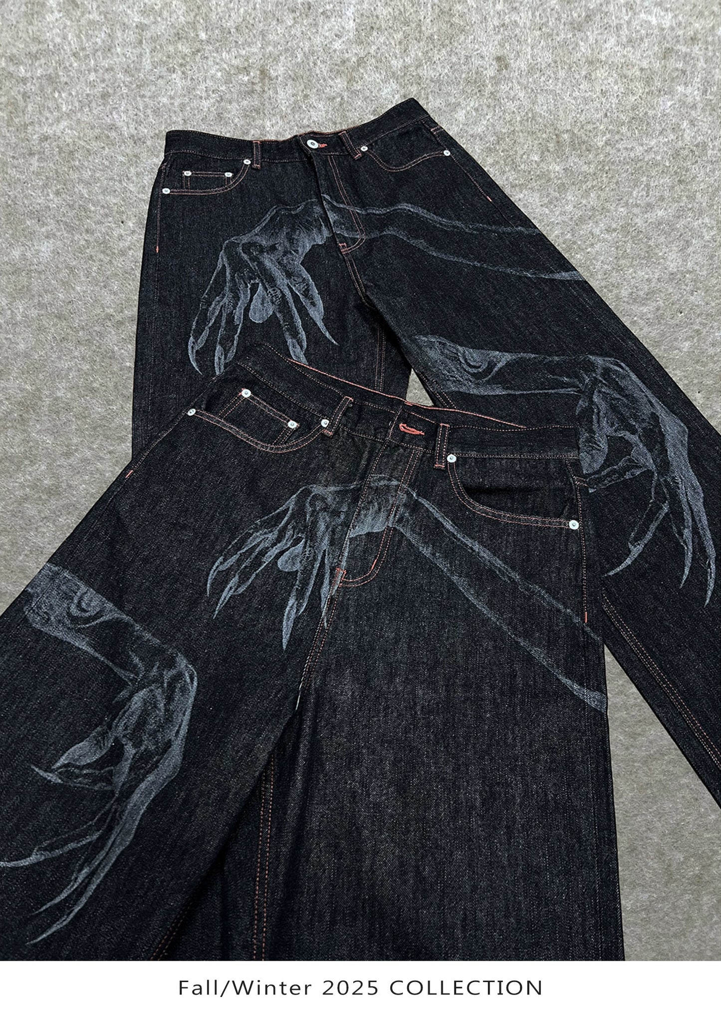 "GHOST HAND" DEVORÉ Straight Denim
