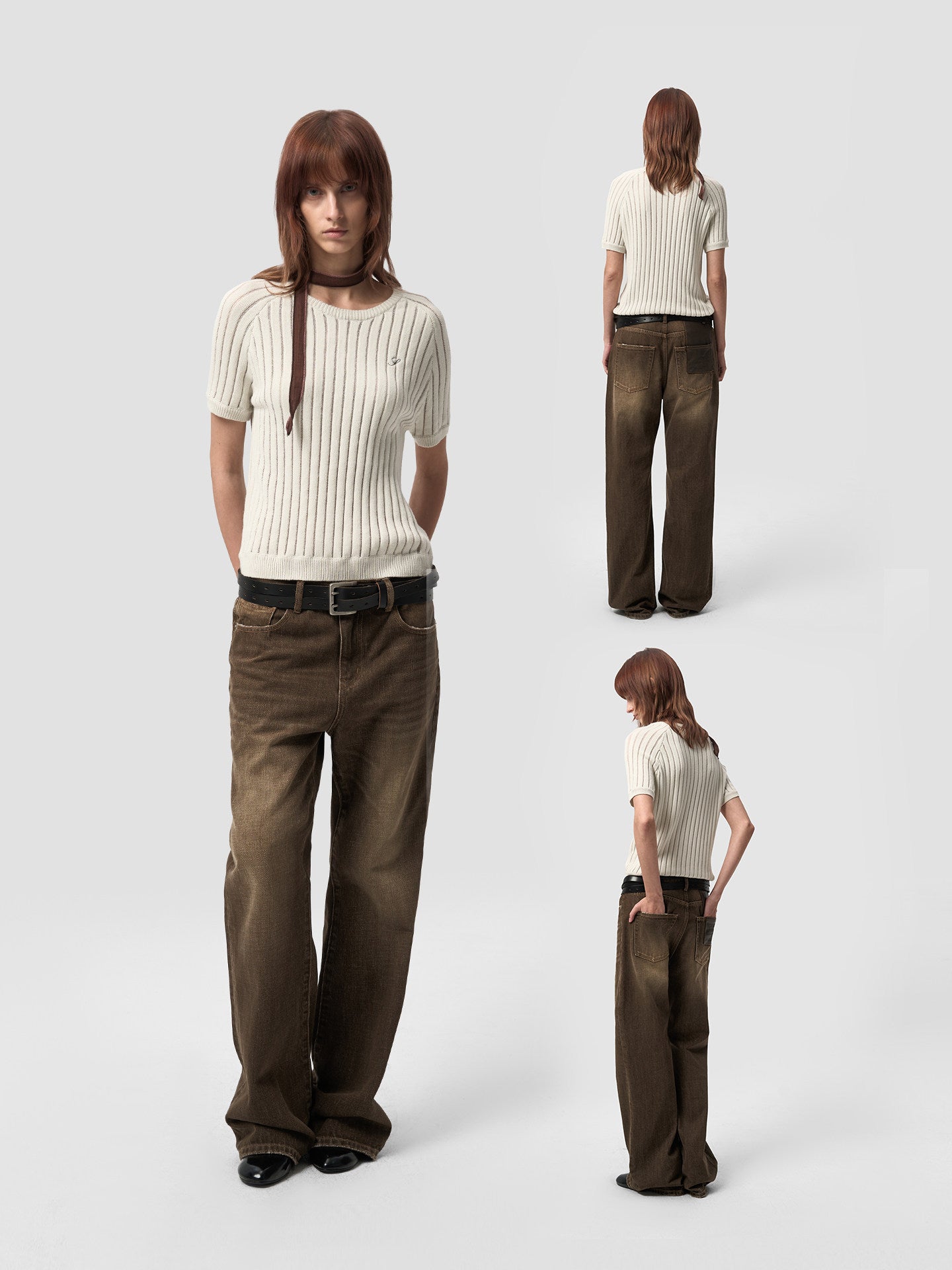 Leather patch jeans