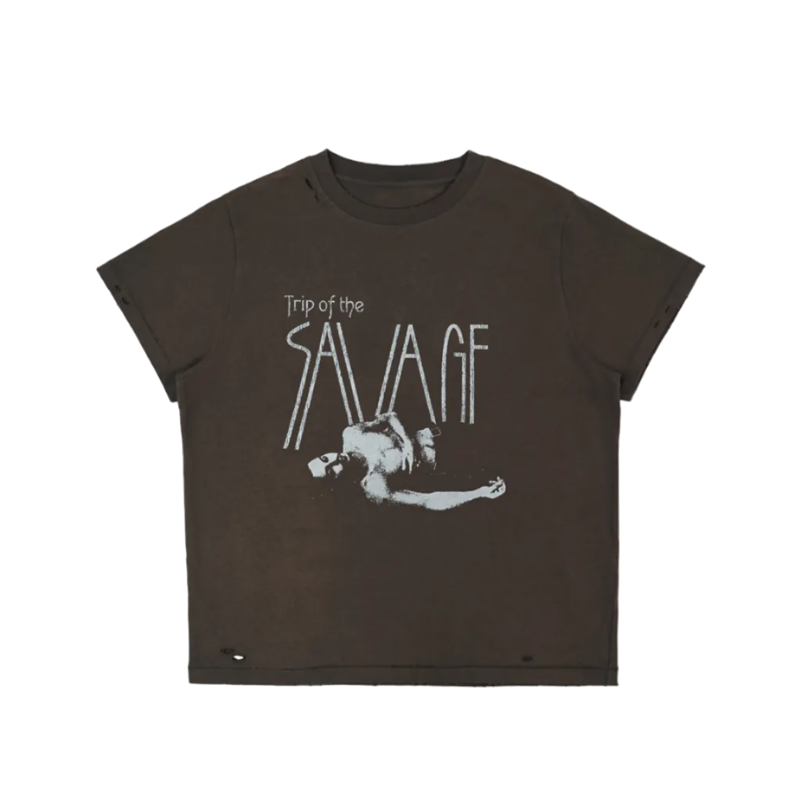 Distressed ripped cotton T-shirt
