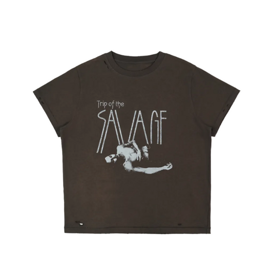 Distressed ripped cotton T-shirt
