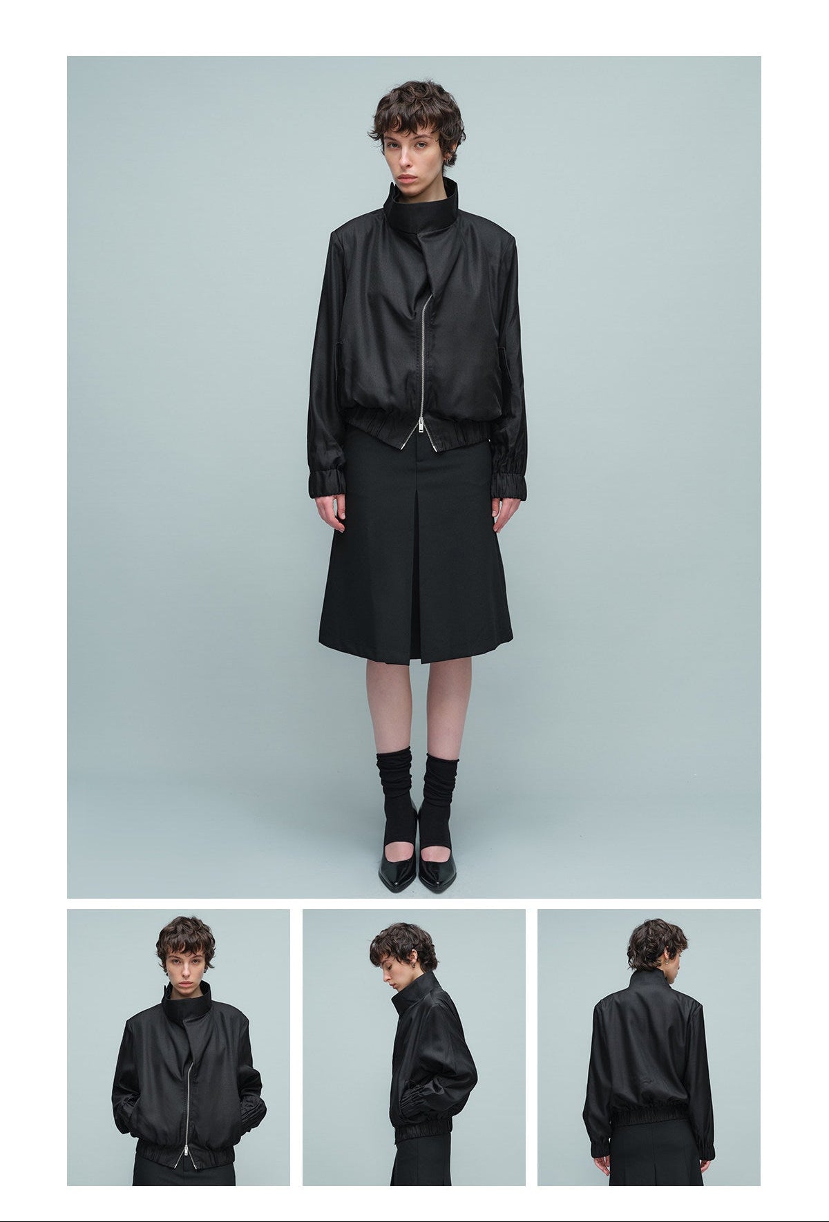 Asymmetrical slang zipper pilot jacket