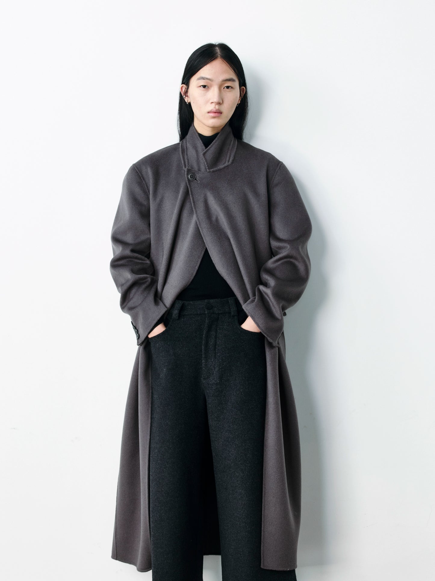 Mercerized Wool Long Coat