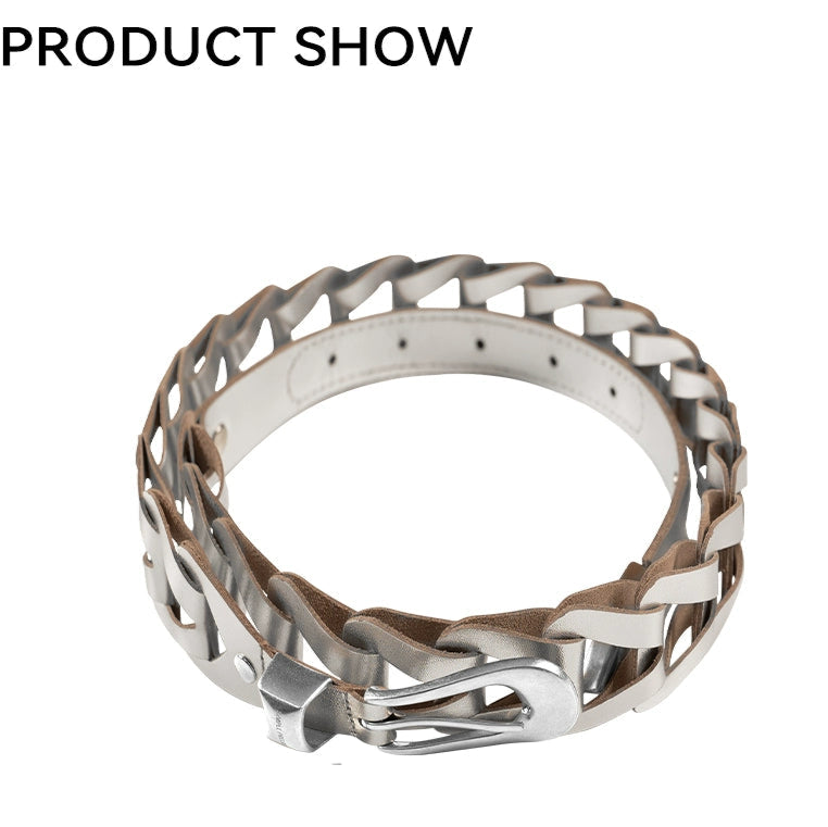 Metallic leather Braided Belt