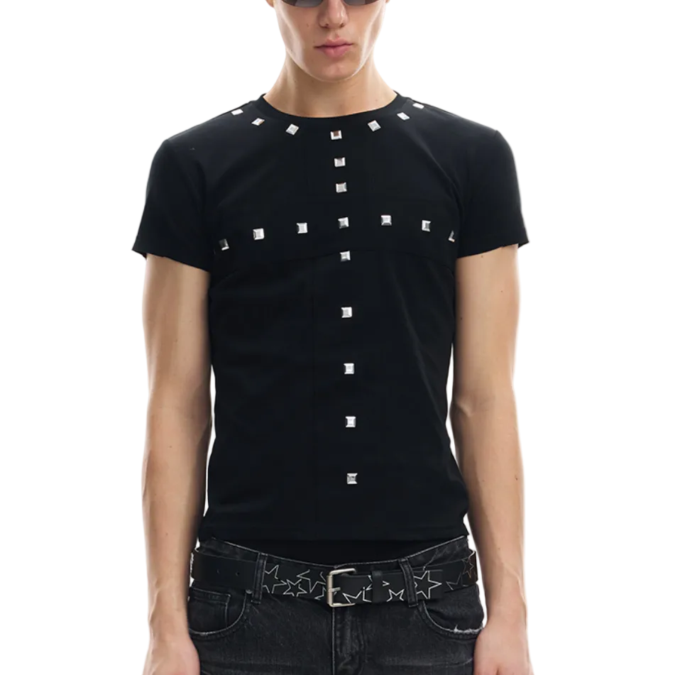 Cross stud slim short sleeve T-shirt