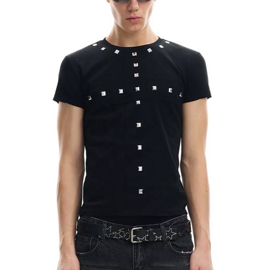 Cross stud slim short sleeve T-shirt