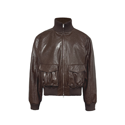 PU Oil Wax Smooth Leather Jacket