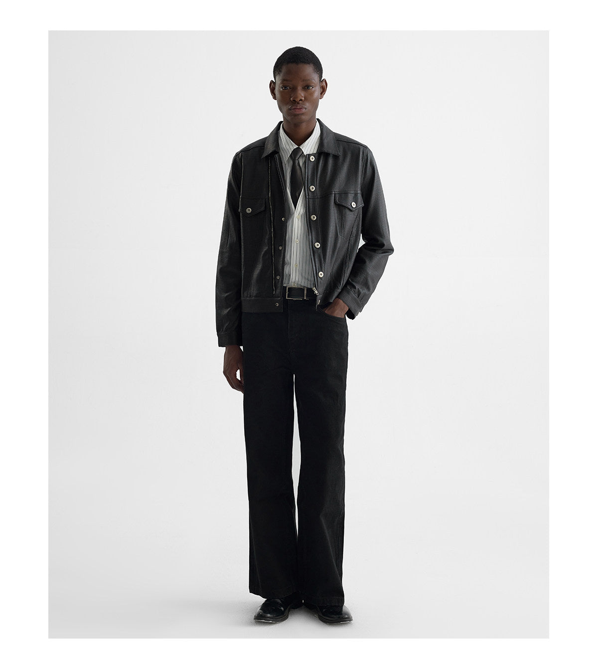 Short Motorcycle Coated Jacket