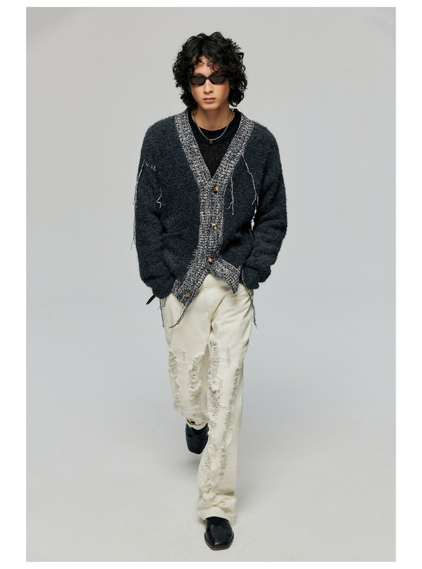 contrasting fringe cardigan