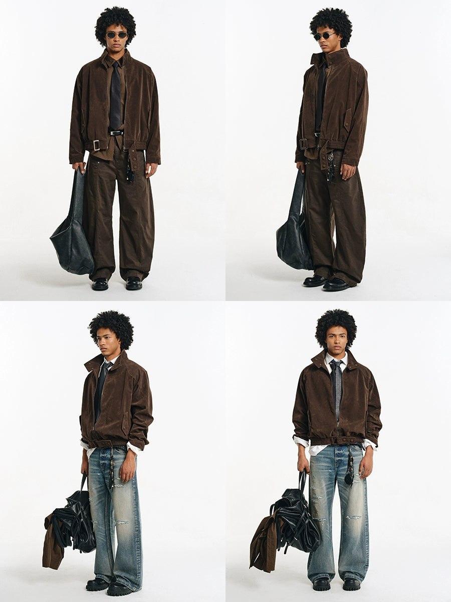 Suede Buckle Harrington jacket