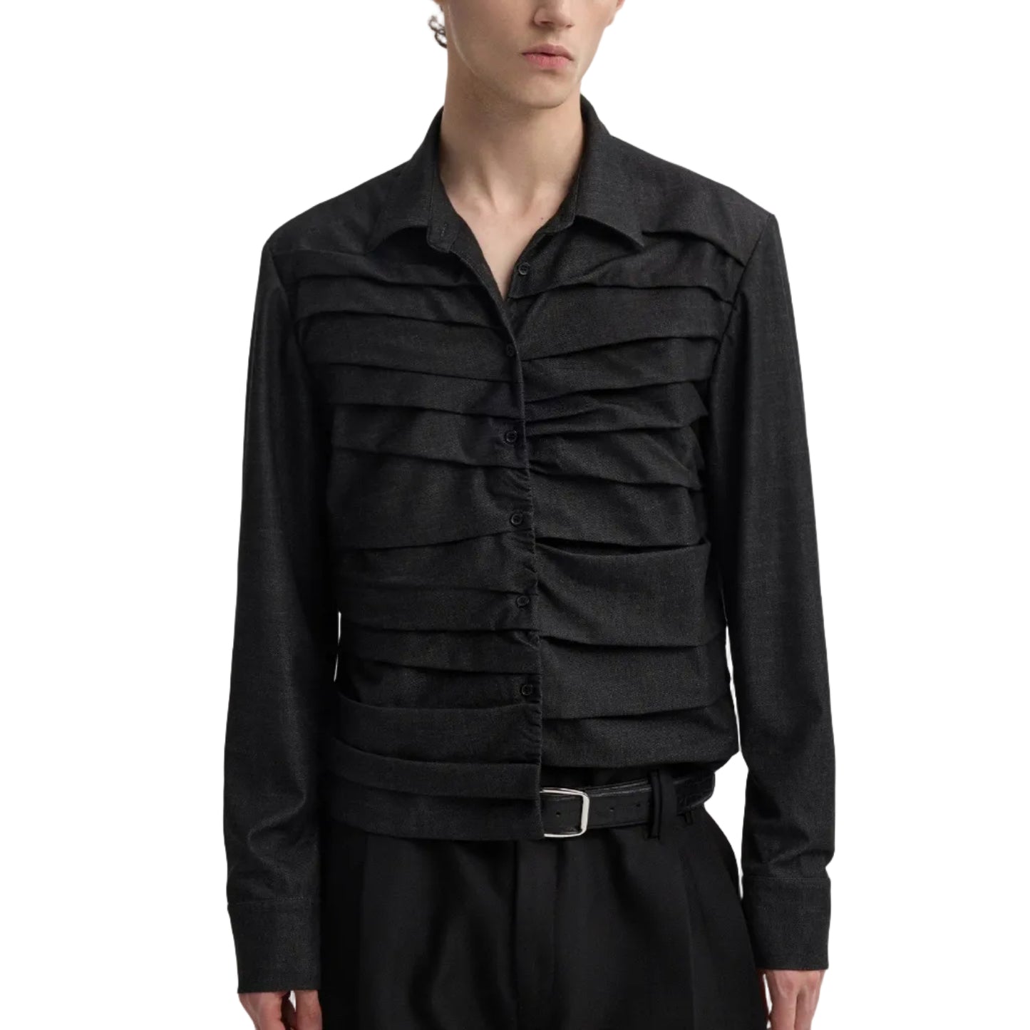 Mummy pleated layered shirt
