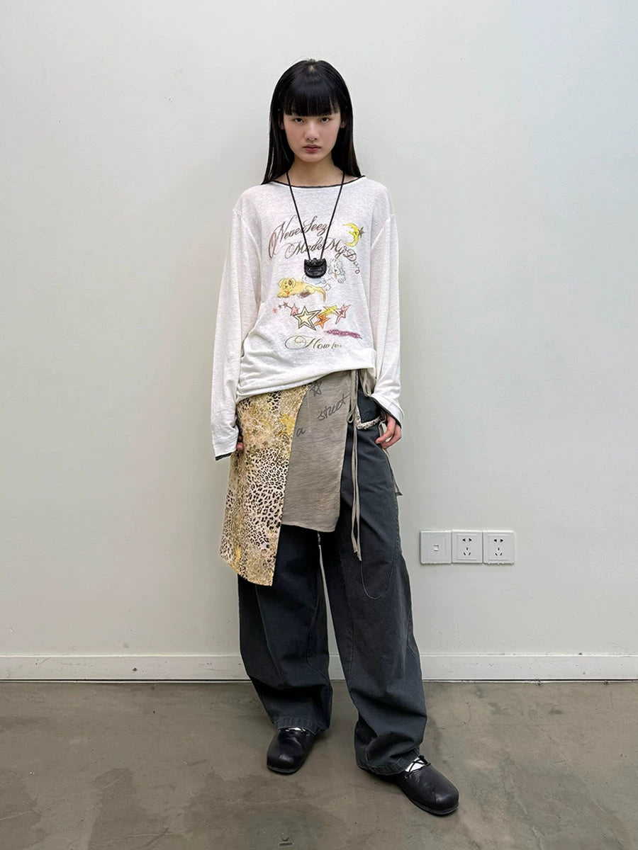 Beaded washed cargo pants
