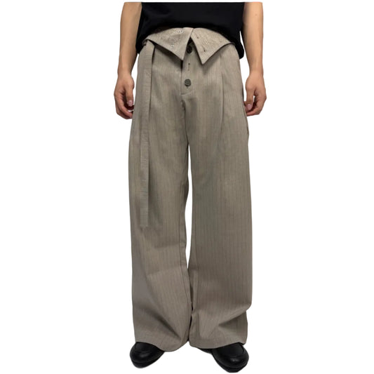 Zen embroidery bootcut Button trousers