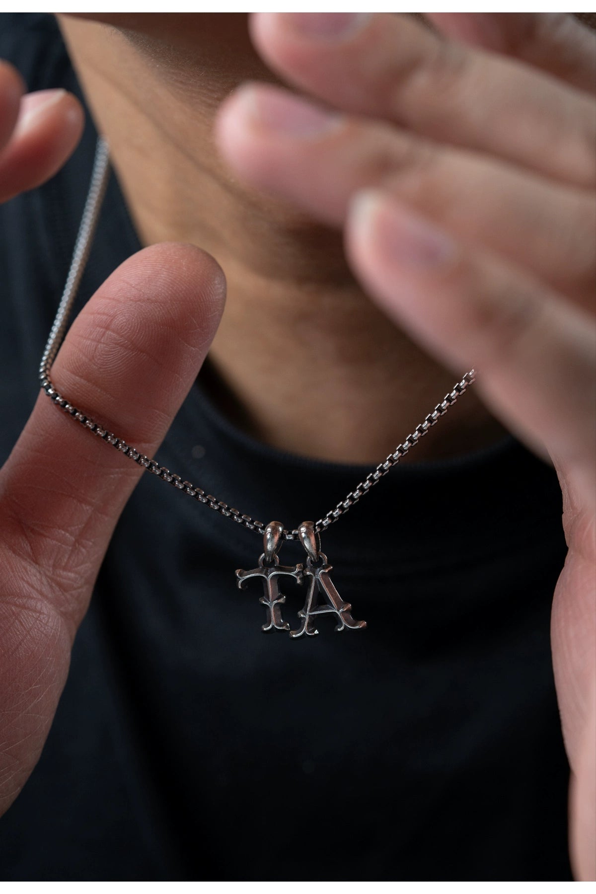 925 Silver Vintage Letter Pendant Necklace