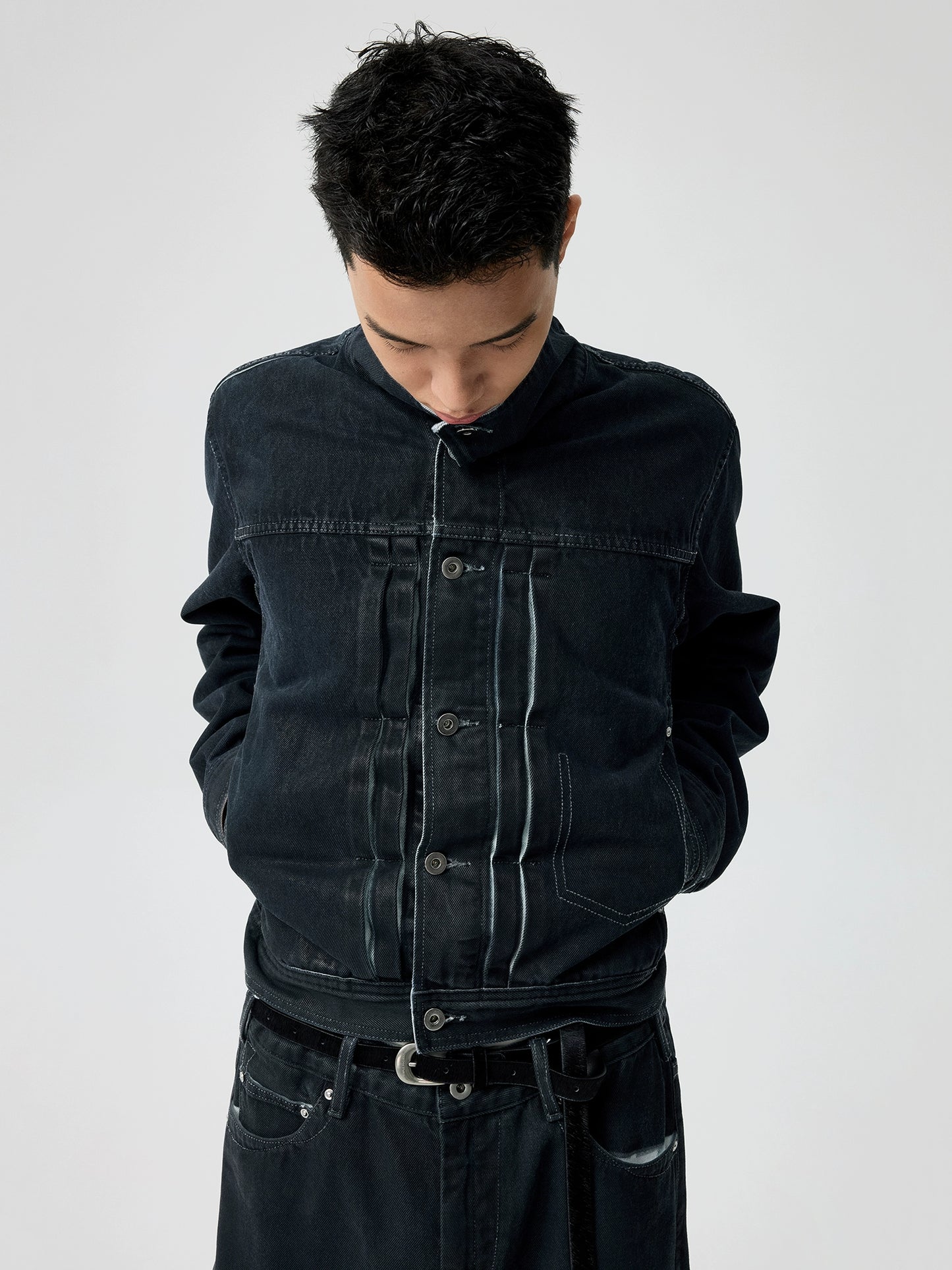 PU-Coated Wax Denim Jacket