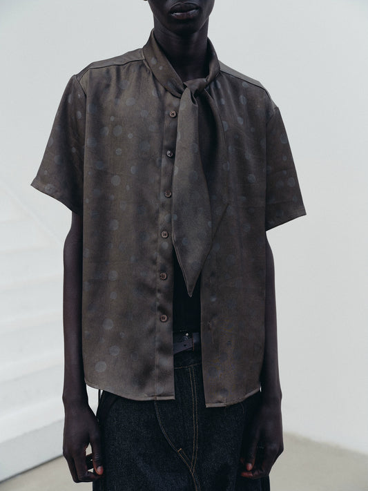 Faux drape short-sleeve shirt