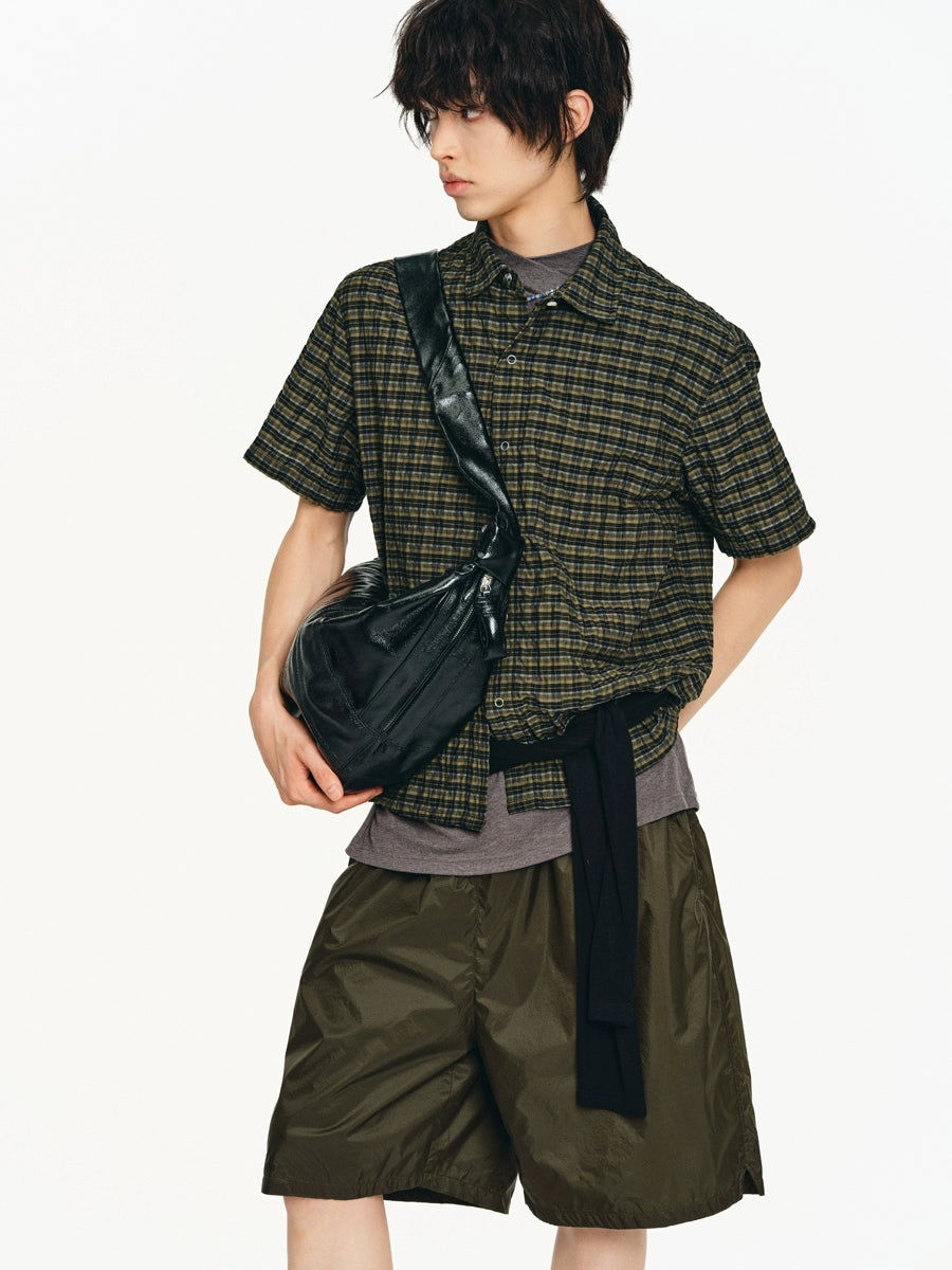 GREEN CHECK SHORT-SLEEVE SHIRT