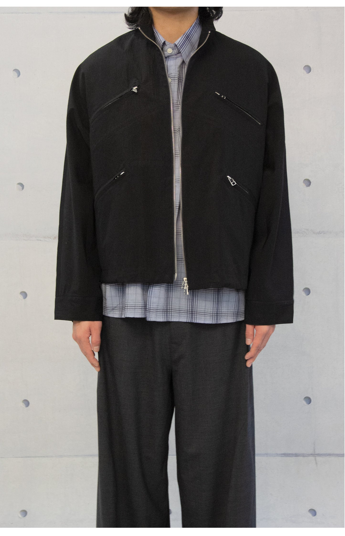 Micro-pleated multi-zip jacket