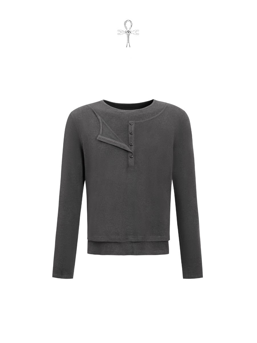 "Folded Halberd" fake layered long sleeve t-shirt