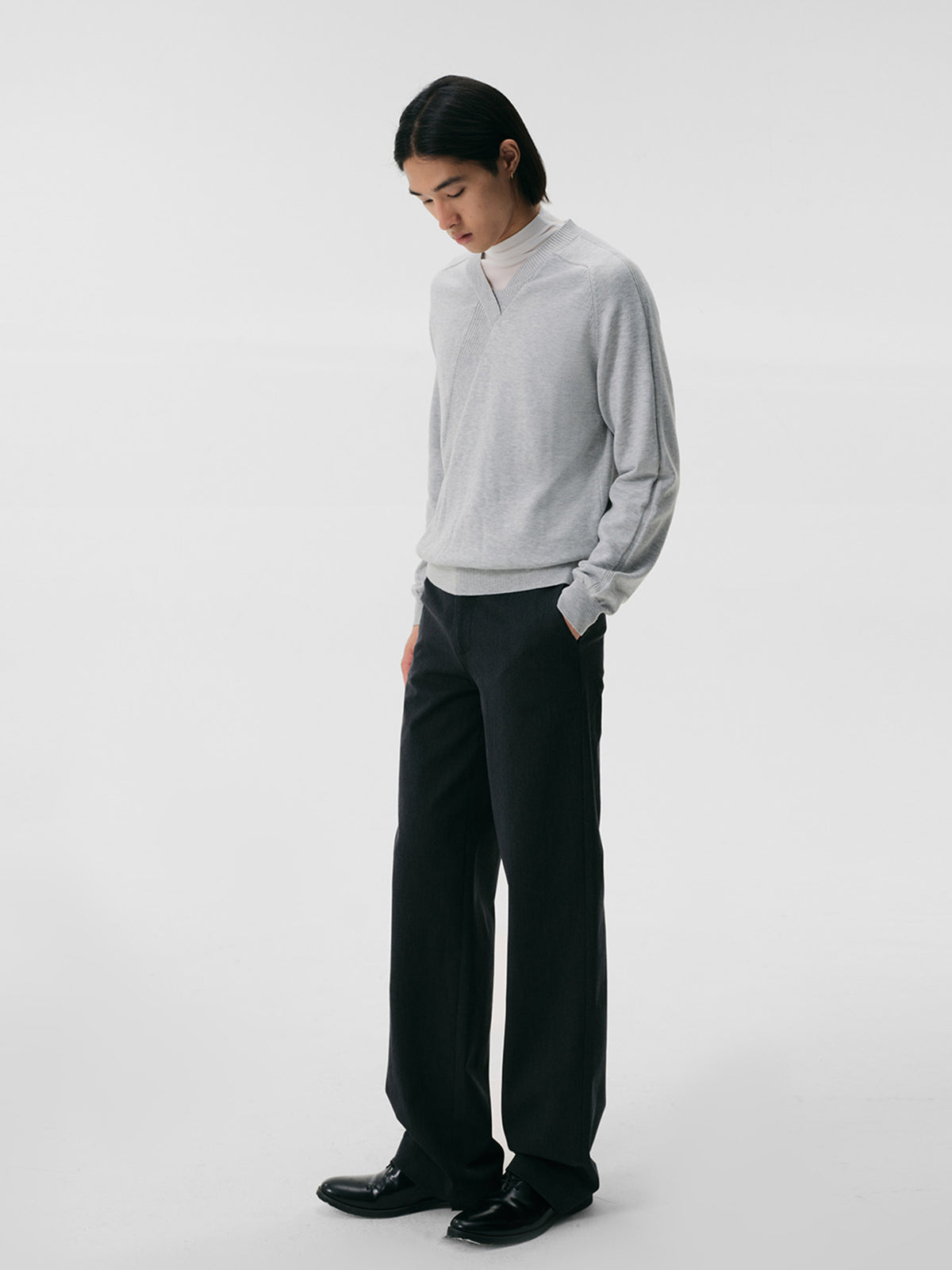 Patchwork saddle shoulder knit