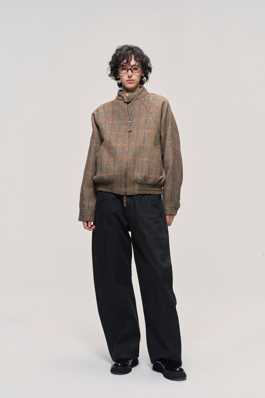 Wool Check Harrington Padded Jacket