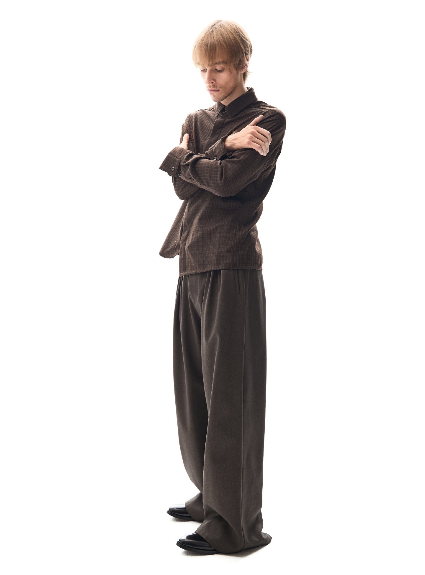 Checker Multi-Pleated Trousers