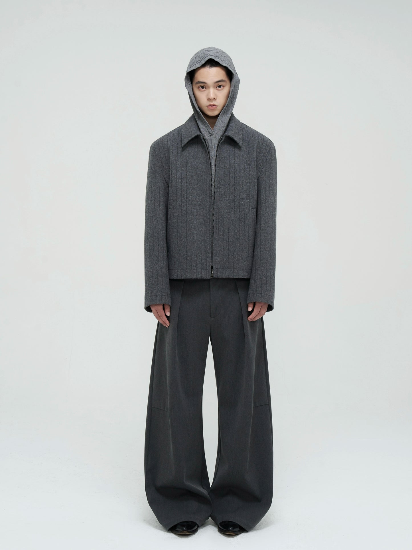 Dark Stripe Tweed Lapel Jacket