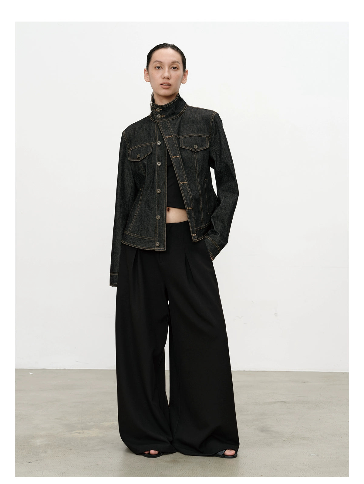 Slanted Placket Denim Jacket 12oz