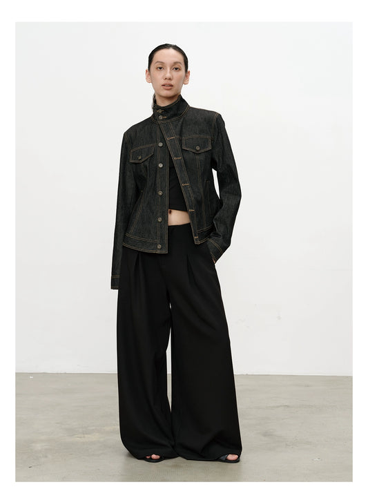 Slanted Placket Denim Jacket 12oz