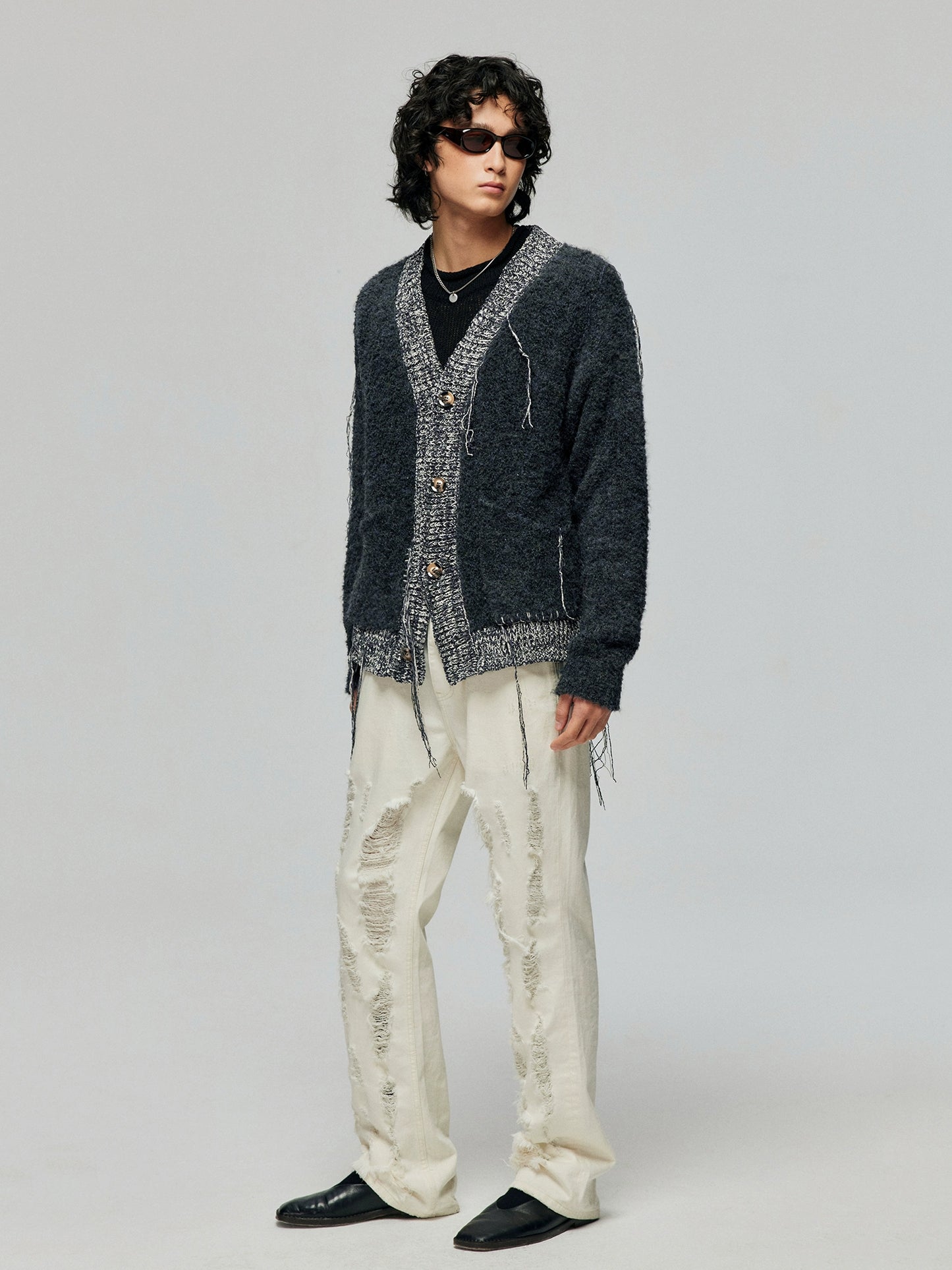 contrasting fringe cardigan