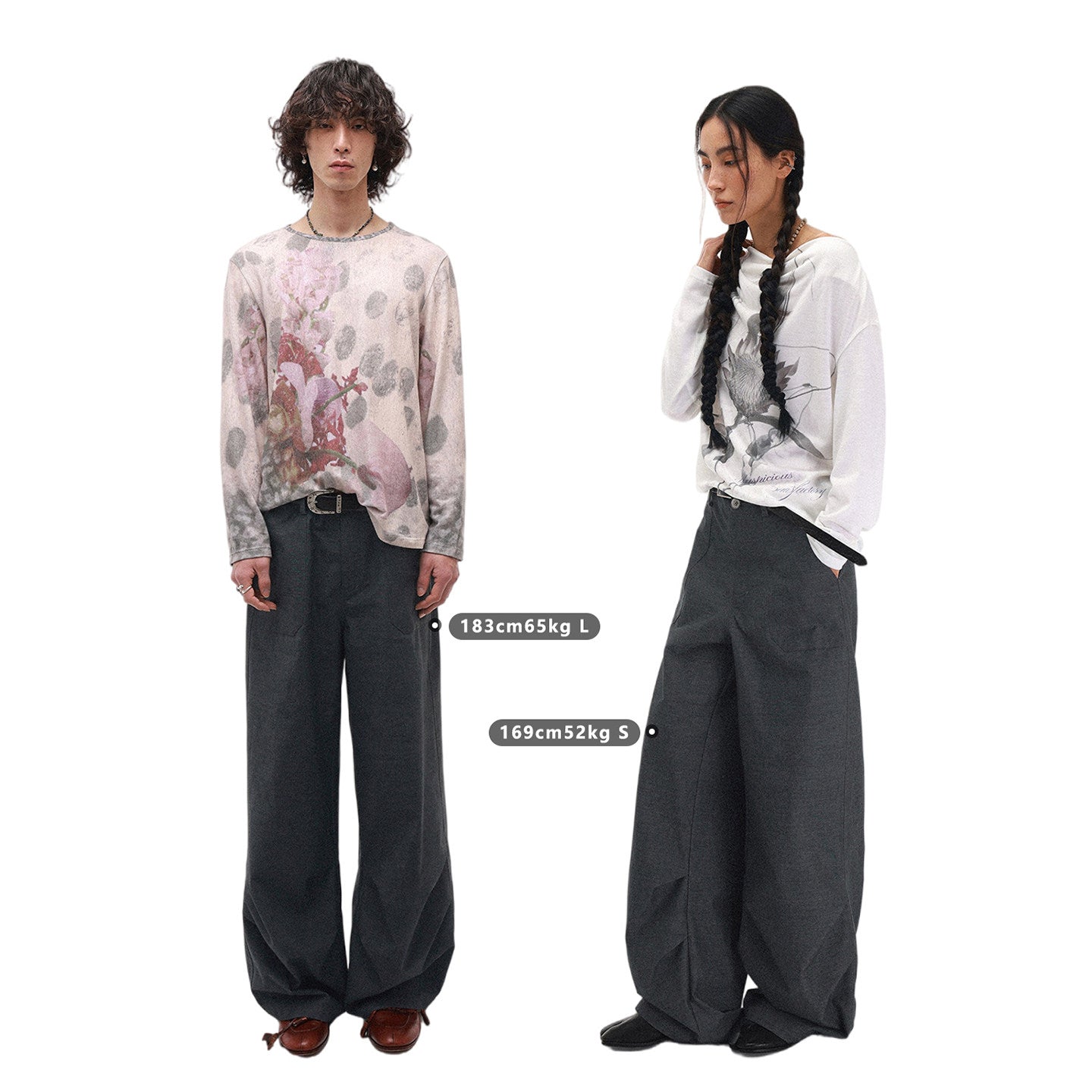 "Grayscale" suit pleated trousers
