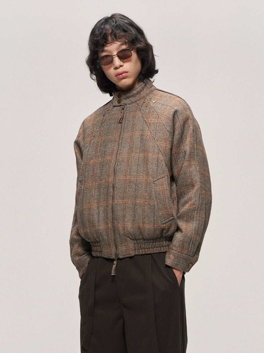 Wool Check Harrington Padded Jacket