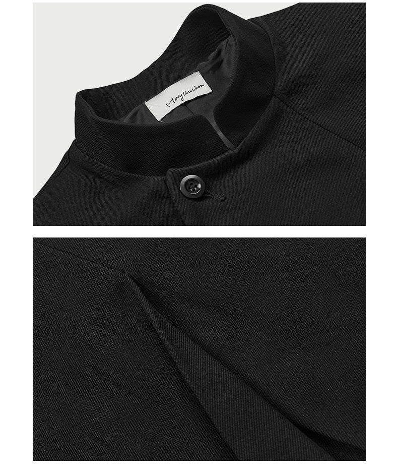 Slanted placket pleated blazer