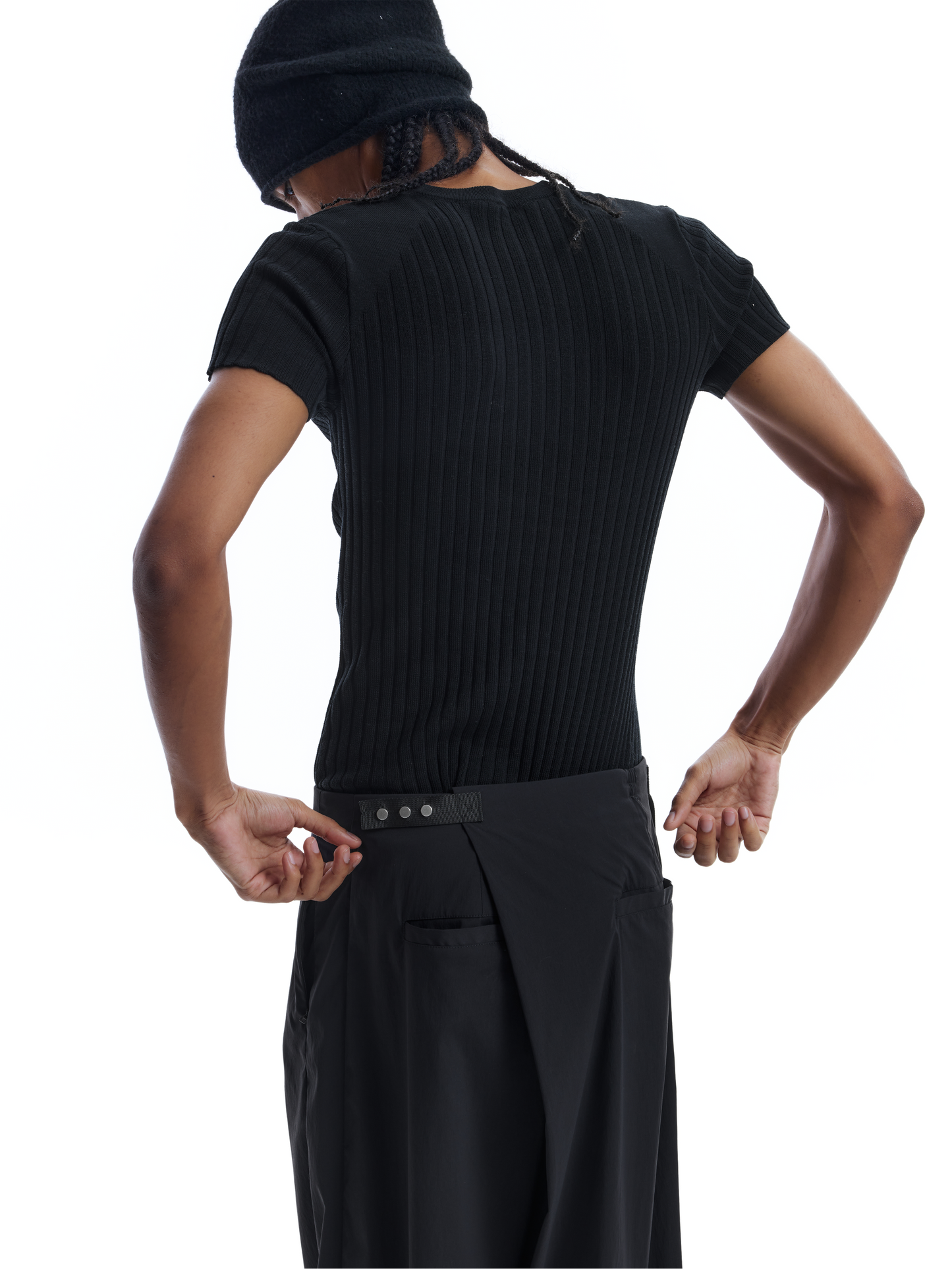Pit strip knitted T-shirt