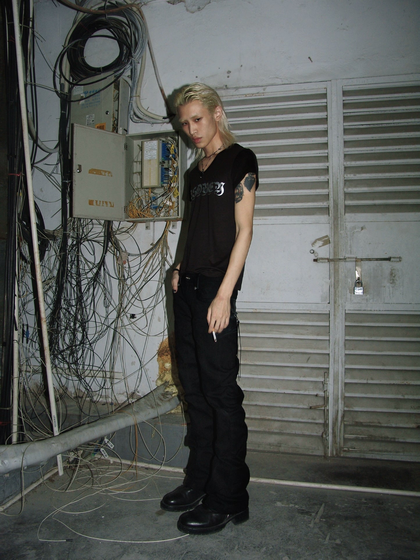 Bootcut canvas punk trousers