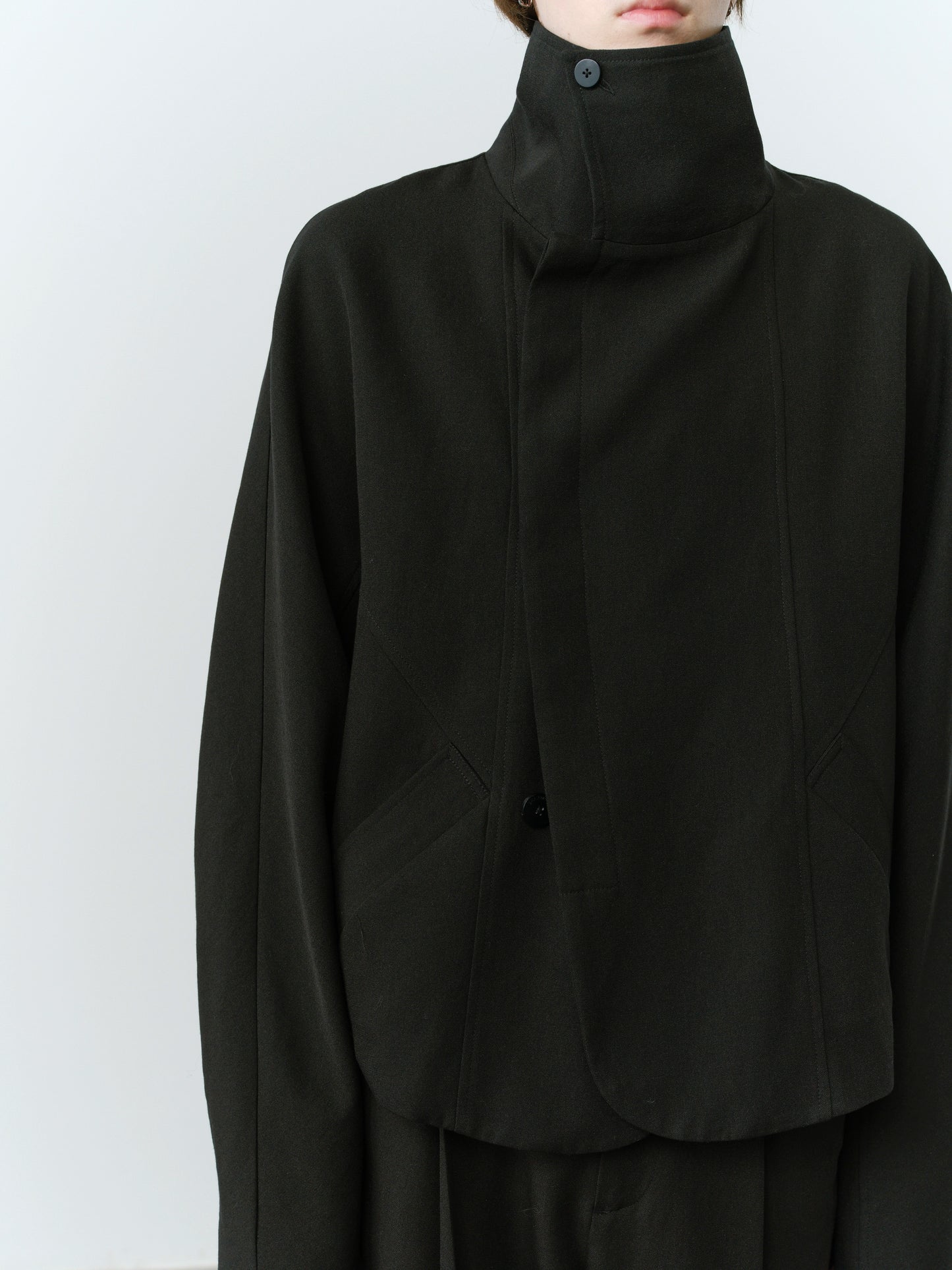 Split Cropped Raglan Sleeve Jacket