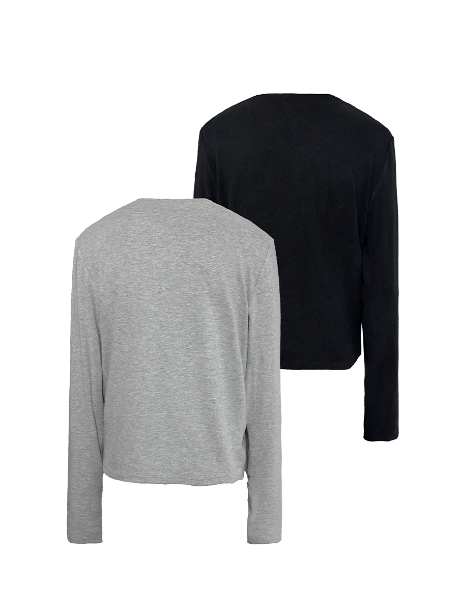 Half-Open Zip Long Sleeve T-shirt