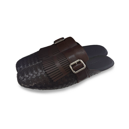 Monk Button Leather Slippers