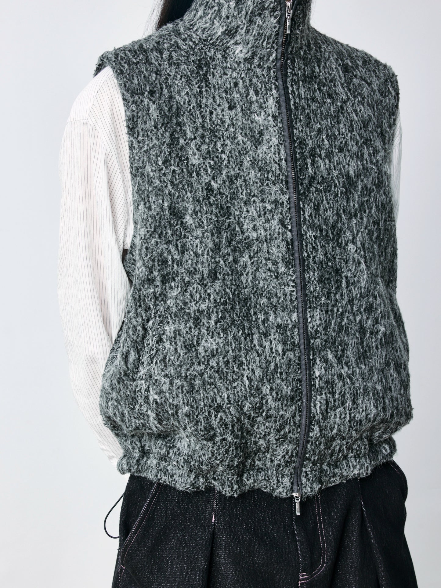 Crinkle Textured Wool Vest