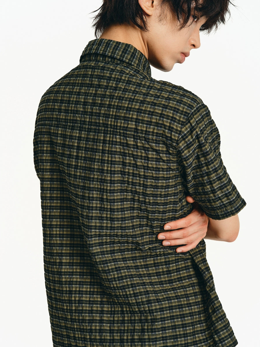 GREEN CHECK SHORT-SLEEVE SHIRT