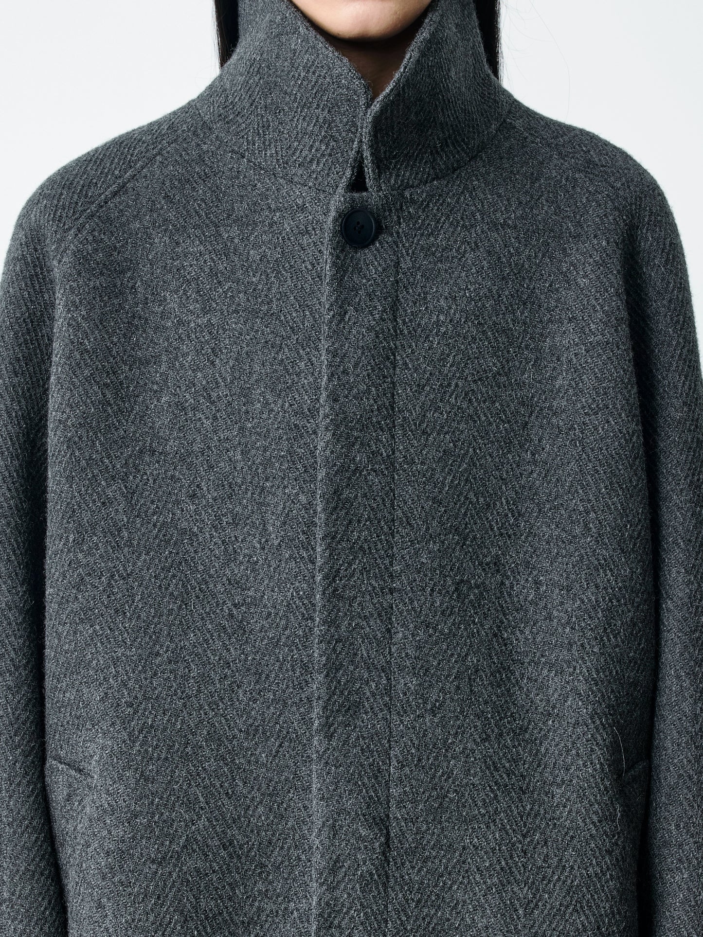 Herringbone Wool Long Coat