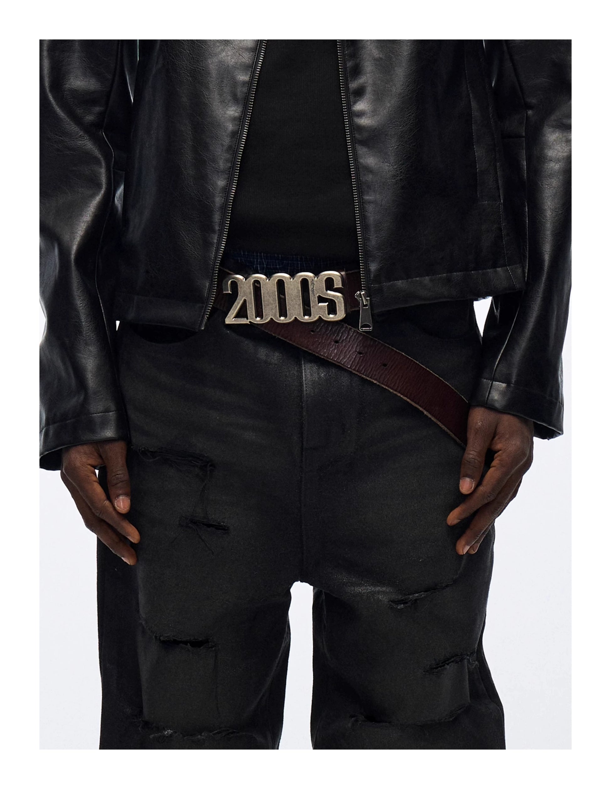 no E mosen 2000S metal buckle leather belt