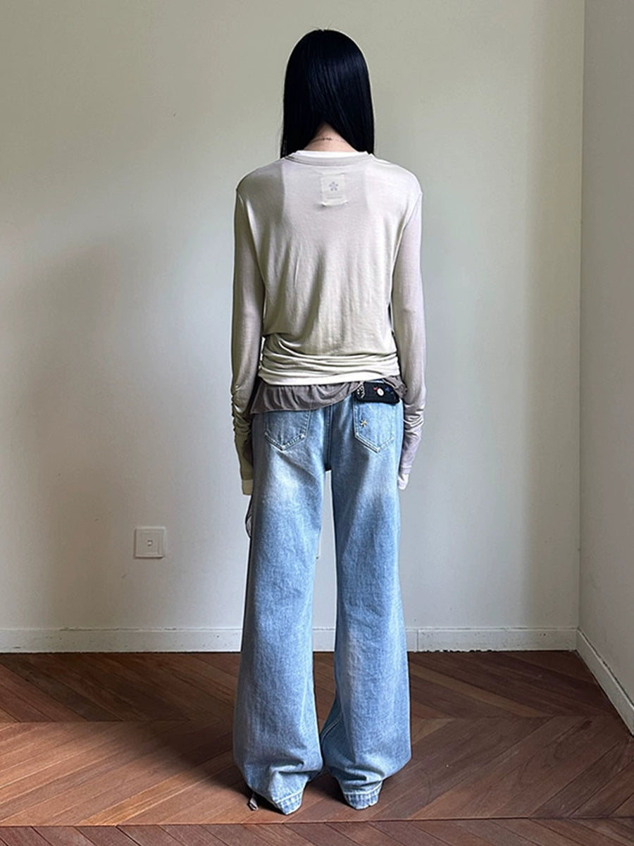 Layered long-sleeve T-shirt