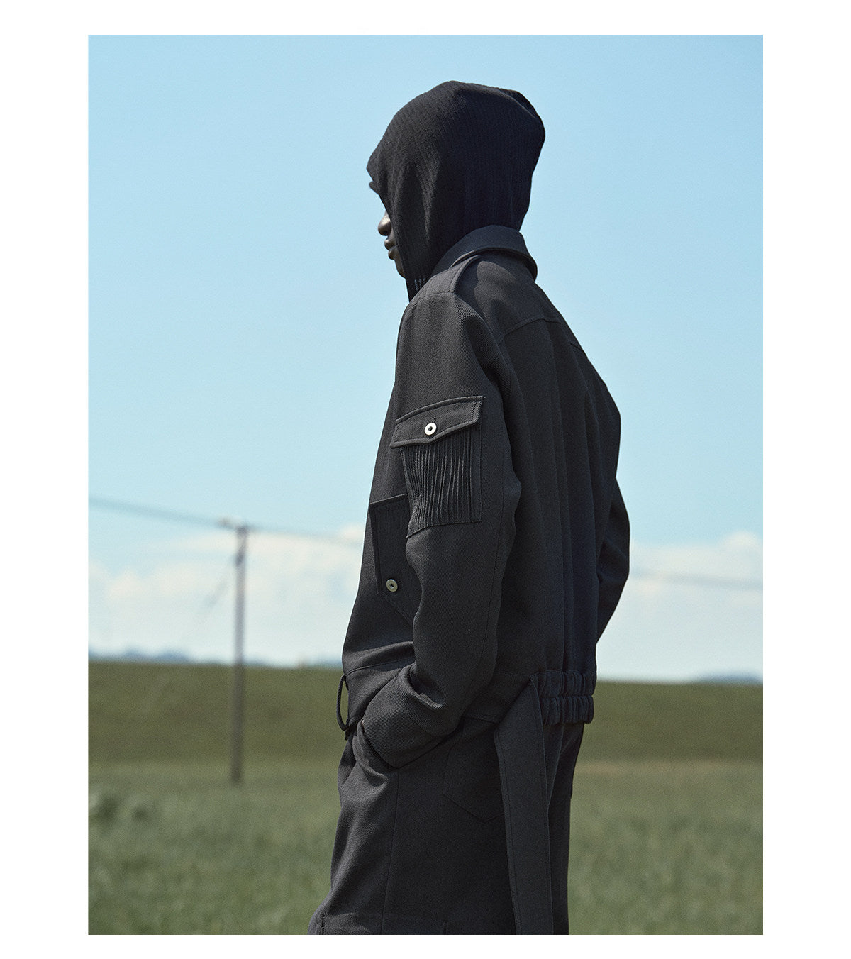 Pleated badge pocket cropped jacket