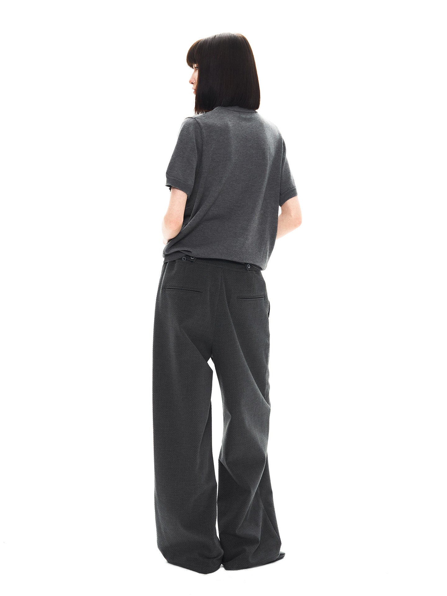 Mirror pleated straight-leg trousers