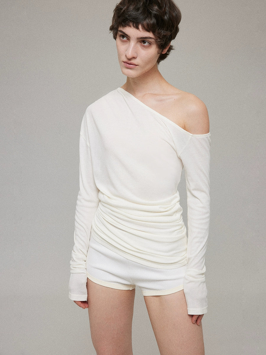 Asymmetry Shoulder long sleeve T-shirt